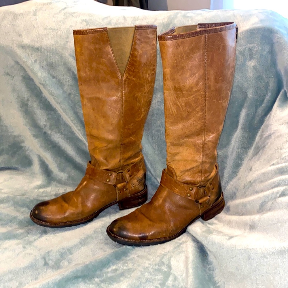 L.L. Bean light brown full zip 100% genuine leather dress boots